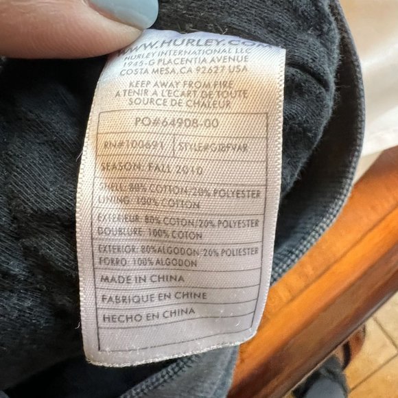 Hurley Mens Jacket Black Pockets Long Sleeve Button Front Hooded Size Large - Picture 12 of 12